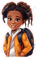 School Girl - Dark Skin Tone - with Orange Coat