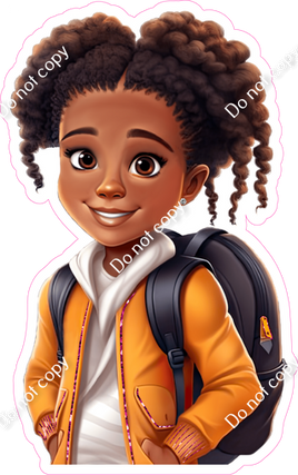 School Girl - Dark Skin Tone - with Orange Coat w/ Variants