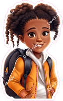 School Girl - Dark Skin Tone - with Orange Coat