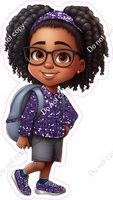 School Girl - Dark Skin Tone - with Purple Coat w/ Variants