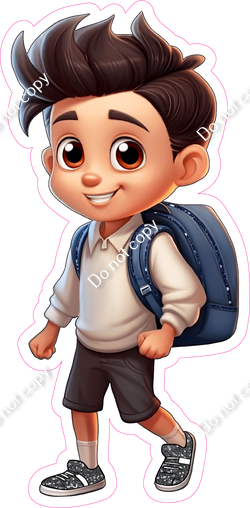 School Boy - Light Skin Tone - with Navy Blue Back Pack