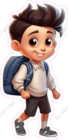 School Boy - Light Skin Tone - with Navy Blue Back Pack