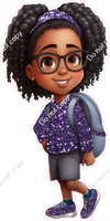 School Girl - Dark Skin Tone - with Purple Coat