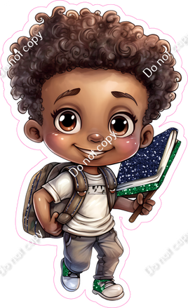 School Boy - Dark Skin Tone - with White Shirt