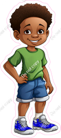 School Boy - Dark Skin Tone - Green Shirt w/ Variants