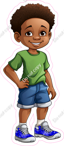 School Boy - Dark Skin Tone - Green Shirt w/ Variants