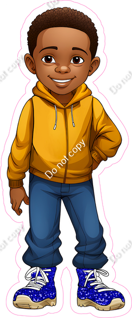 School Boy - Dark Skin Tone - Yellow Hoodie w/ Variants