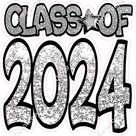 Light Silver Sparkle CLASS OF 2024 Statement w/ Variant