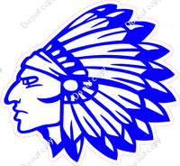 Blue - Indian Chief Head General Mascot