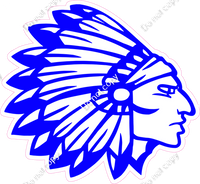 Blue - Indian Chief Head General Mascot