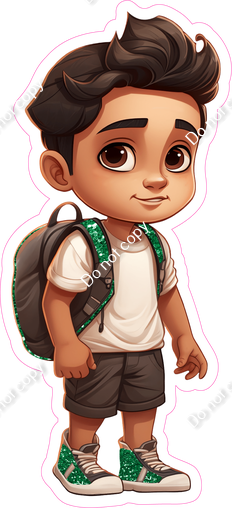 School Boy - Light Skin Tone - with White Shirt, Green Shoes w/ Variants