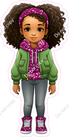 School Girl - Dark Skin Tone - with Green Coat w/ Variants