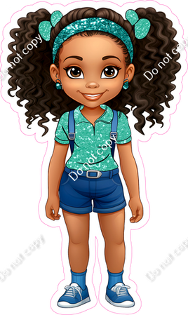 School Girl - Dark Skin Tone - with Teal Shirt w/ Variants