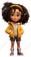 School Girl - Dark Skin Tone - with Yellow Coat w/ Variants