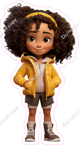 School Girl - Dark Skin Tone - with Yellow Coat w/ Variants