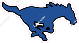 Blue Mustang Mascot Logo