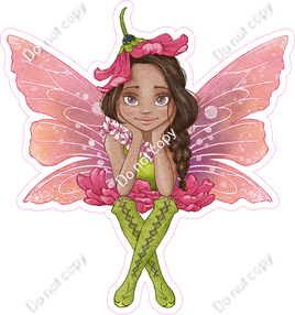 Pink - Dark Skin Tone Brown Hair Fairy