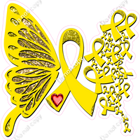 Yellow Cancer Awareness Butterfly w/ Variants