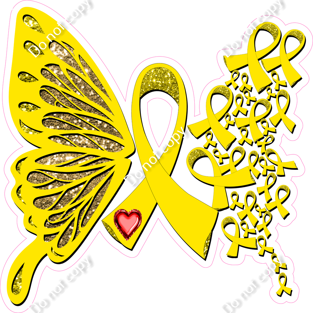 Yellow Cancer Awareness Butterfly w/ Variants| Sign Swag USA