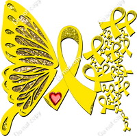 Yellow Cancer Awareness Butterfly w/ Variants