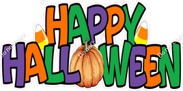 Flat - Happy Halloween Statement with Pumpkin