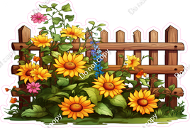 Fall Fence with Sunflowers