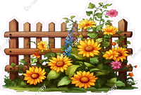 Fall Fence with Sunflowers w/ Variants