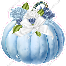 Baby Blue Pumpkin and Flowers