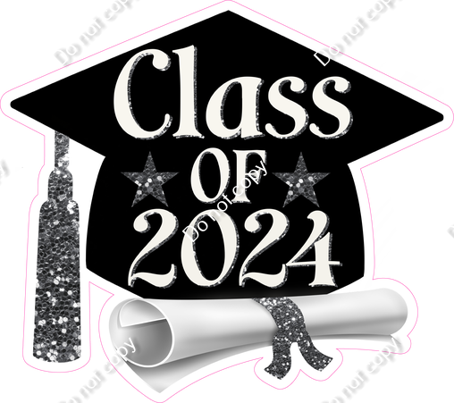 Class Of 2024 Grad Hat W Diploma Silver Sparkle W Variant Sign   T32967 1200x1200 