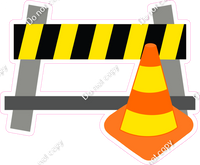 Road Barricade with Traffic Cone w/ Variants