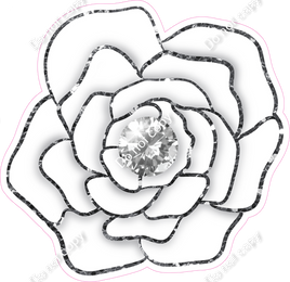 White Rose Silver Trim with Diamond