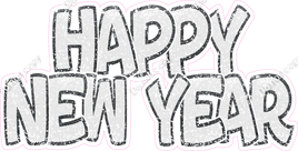 Sparkle - White & Silver BB Outlined Happy New Year