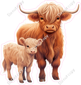 Highland Cow and Baby Cow w/ Variants