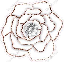 White Rose Silver Trim with Diamond