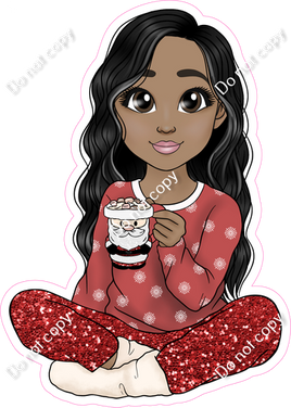 Pajamas - Dark Skin Tone - Drinking Cocoa w/ Variants