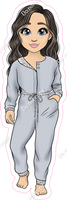 Pajamas - Light Skin Tone - Brown Hair Girl - Grey Pajamas w/ Variants