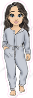Pajamas - Light Skin Tone - Brown Hair Girl - Grey Pajamas w/ Variants