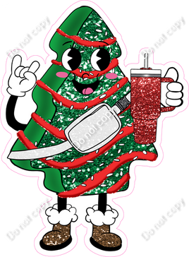 Sparkle Green Christmas Tree Cake Snack Person