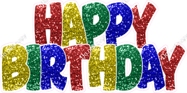 Sparkle - Red, Yellow, Green, Blue Happy Birthday Statement