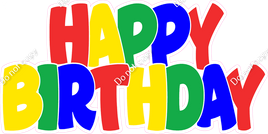Flat - Red, Yellow, Green, Blue Happy Birthday Statement