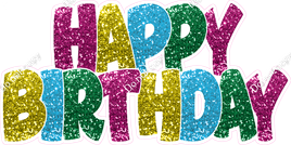 Sparkle - Pink, Yellow, Caribbean, Green Happy Birthday Statement