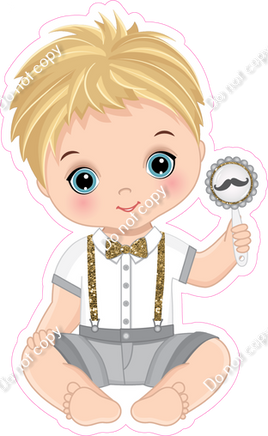 Gold - Light Skin Tone Boy Holding Bunny Toy