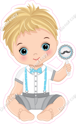 Baby Blue - Light Skin Tone Boy Holding Bunny Toy