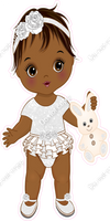 White - Dark Skin Tone Girl Holding Bunny Toy w/ Variants