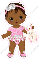 Baby Pink - Dark Skin Tone Girl Holding Bunny Toy w/ Variants