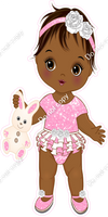 Baby Pink - Dark Skin Tone Girl Holding Bunny Toy w/ Variants