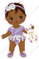 Lavender - Dark Skin Tone Girl Holding Bunny Toy w/ Variants