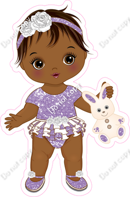 Lavender - Dark Skin Tone Girl Holding Bunny Toy