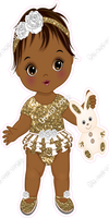 Gold - Dark Skin Tone Girl Holding Bunny Toy w/ Variants