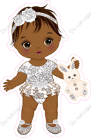 Light Silver - Dark Skin Tone Girl Holding Bunny Toy w/ Variants